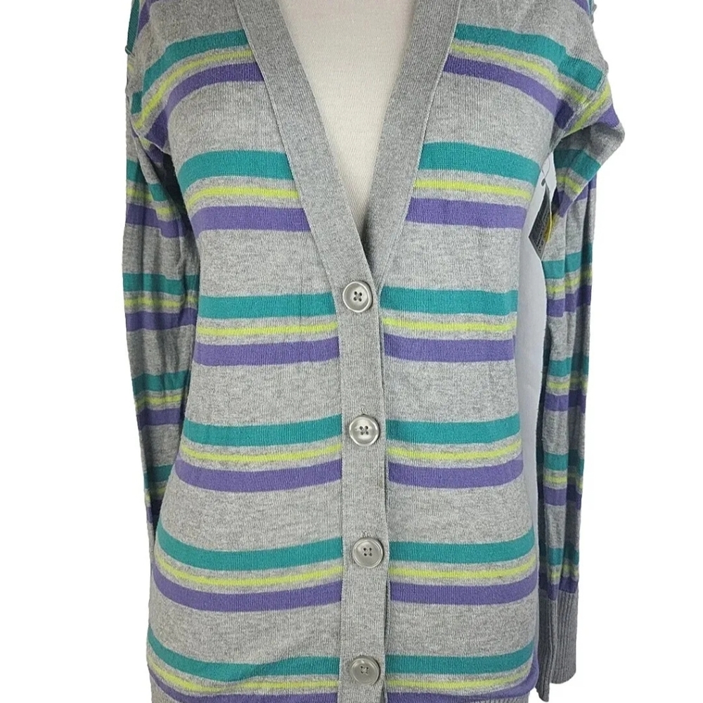 Women's Gray Stripe Cardigan Size XS By Mossimo